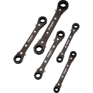 Dynamic Tools 5 Piece Metric Double Box End, Reversible Ratcheting Wrench Set, Straight D081204