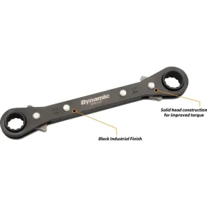 Dynamic Tools 5 Piece Metric Double Box End, Reversible Ratcheting Wrench Set, Straight D081204