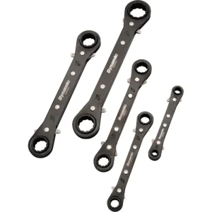 Dynamic Tools 5 Piece SAE Double Box End, Reversible Ratcheting Wrench Set, Straight D081203