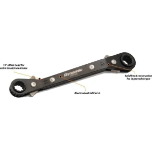 Dynamic Tools 5 Piece Metric Double Box End, Reversible Ratcheting Wrench Set, 25 Degree Offset D081