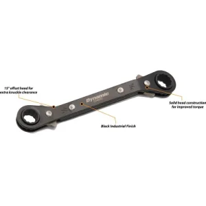 Dynamic Tools 5 Piece SAE Double Box End, Reversible Ratcheting Wrench Set, 25 Degree Offset D081201