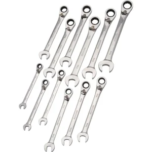 Dynamic Tools 12 Piece Metric Reversible, Combination Ratcheting Wrench Set, 8mm – 19mm D076603