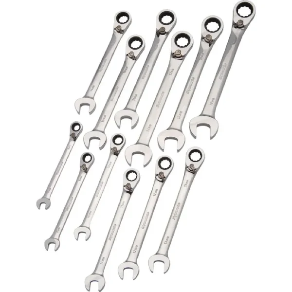 Dynamic Tools 12 Piece Metric Reversible, Combination Ratcheting Wrench Set, 8mm – 19mm D076603