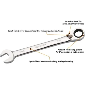 Dynamic Tools 12 Piece Metric Reversible, Combination Ratcheting Wrench Set, 8mm – 19mm D076603