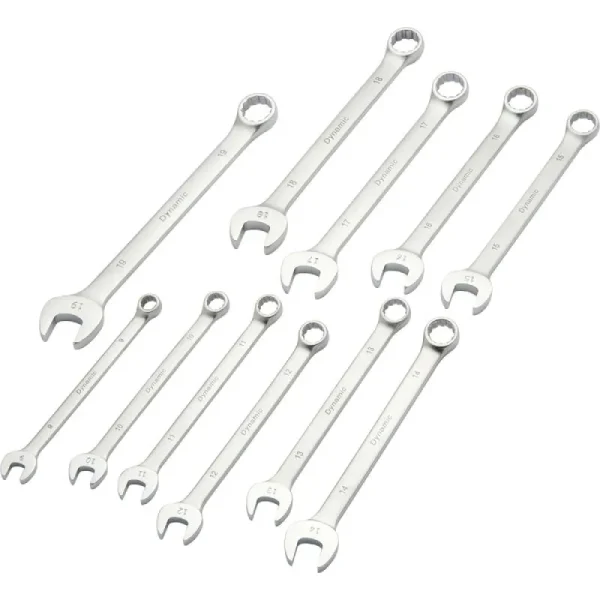 Dynamic Tools 11 Piece Metric Combination Wrench Set, Contractor Series, Satin Finish, 9mm – 19mm D0