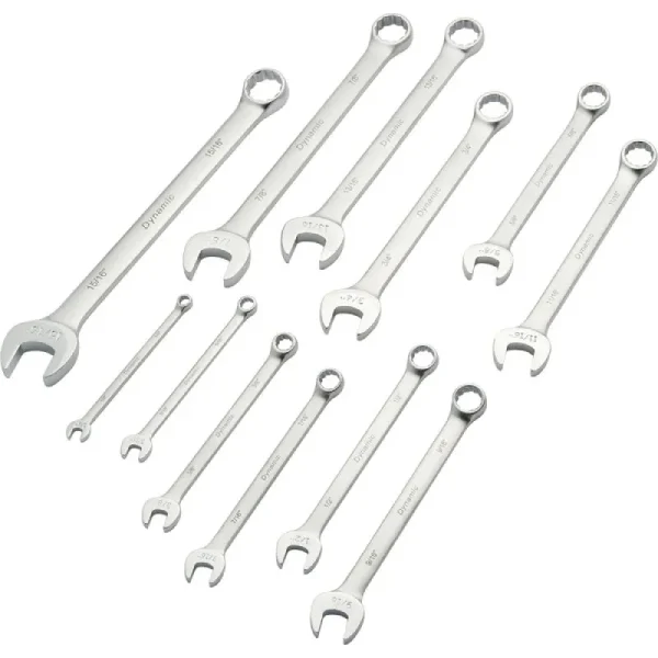 Dynamic Tools 12 Piece SAE Combination Wrench Set, Contractor Series, Satin Finish, 1/4in – 15/16in