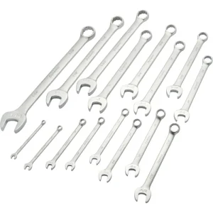 Dynamic Tools 16 Piece SAE Combination Wrench Set, Contractor Series, Satin Finish, 1/4in – 1-1/4in