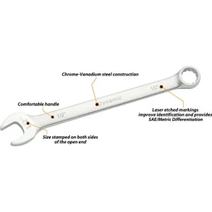 Dynamic Tools 16 Piece SAE Combination Wrench Set, Contractor Series, Satin Finish, 1/4in – 1-1/4in