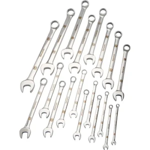 Dynamic Tools 19 Piece Metric Combination Wrench Set, Mirror Chrome Finish, 6mm – 24mm D074203