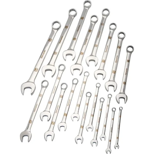 Dynamic Tools 19 Piece Metric Combination Wrench Set, Mirror Chrome Finish, 6mm – 24mm D074203