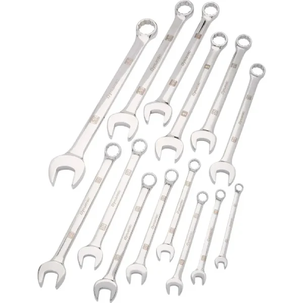 Dynamic Tools 14 Piece SAE Combination Wrench Set, Mirror Chrome Finish, 3/8in – 1-1/4in D074201