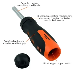 Dynamic Tools 13 Piece Ratcheting Screwdriver Set, 12 Bits D062508