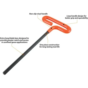 Dynamic Tools 8 Piece 9in Long Loop Handle, SAE Hex Key Set, 5/64in – 3/8in D043420