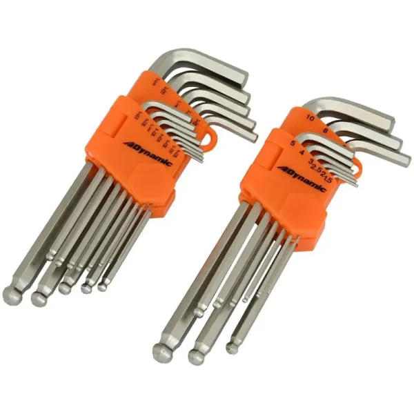 Dynamic Tools 22 Piece SAE and Metric Ball End Long Hex Key Set, 3/64in – 3/8in and 1.5mm – 10mm D04