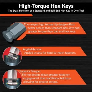 Dynamic Tools 9 Piece Metric Extra Long Hex Key Set, 1.5mm – 10mm D043210