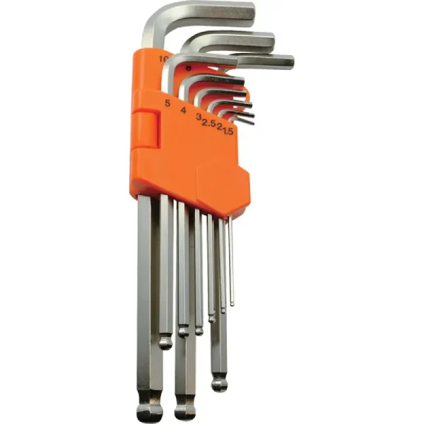 Dynamic Tools 9 Piece Metric Ball End Long Hex Key Set, 1.5mm – 10mm D043202