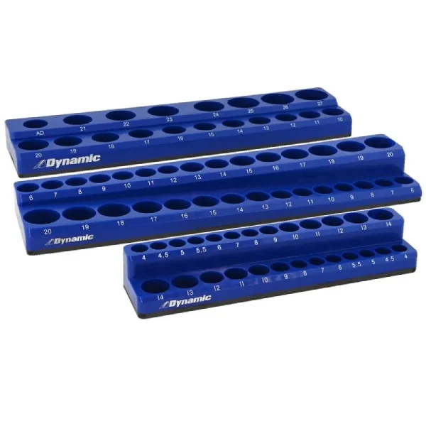 Dynamic Tools 3 Piece Metric Magnetic Socket Organizer Set D029200