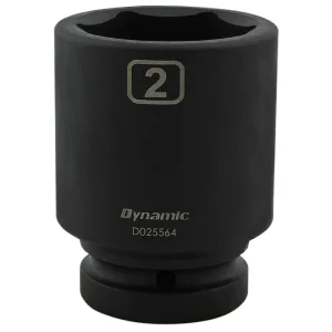 Dynamic Tools 2in X 1in Drive, 6 Point Deep Length, Impact Socket D025564