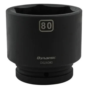 Dynamic Tools 80mm X 1in Drive, 6 Point Standard Length, Impact Socket D025080