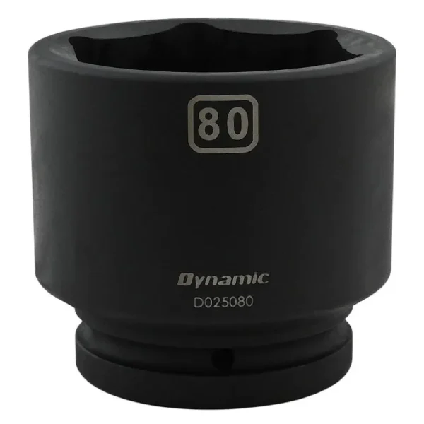Dynamic Tools 80mm X 1in Drive, 6 Point Standard Length, Impact Socket D025080