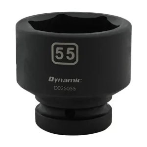 Dynamic Tools 55mm X 1in Drive, 6 Point Standard Length, Impact Socket D025055