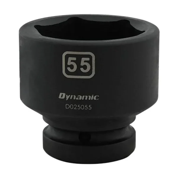 Dynamic Tools 55mm X 1in Drive, 6 Point Standard Length, Impact Socket D025055