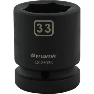 Dynamic Tools 33mm X 1in Drive, 6 Point Standard Length, Impact Socket D025033