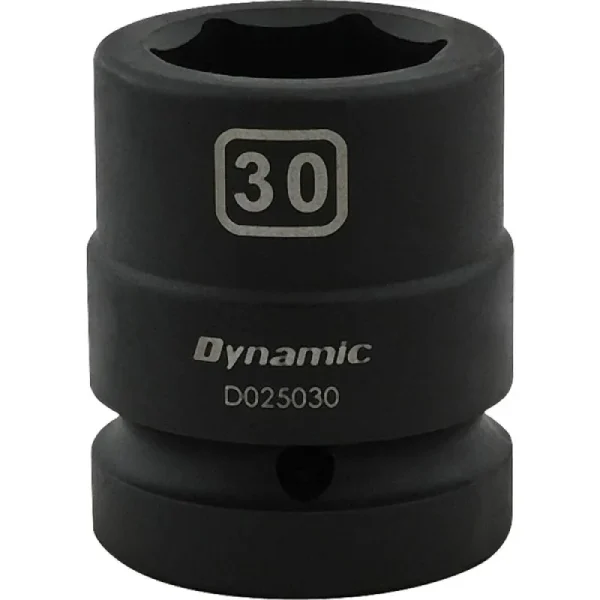 Dynamic Tools 30mm X 1in Drive, 6 Point Standard Length, Impact Socket D025030