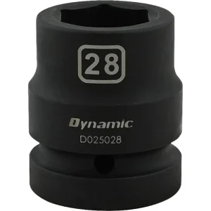 Dynamic Tools 28mm X 1in Drive, 6 Point Standard Length, Impact Socket D025028