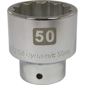 Dynamic Tools 3/4in Drive 12 Point Metric, 50mm Standard Length, Chrome Finish Socket D022150