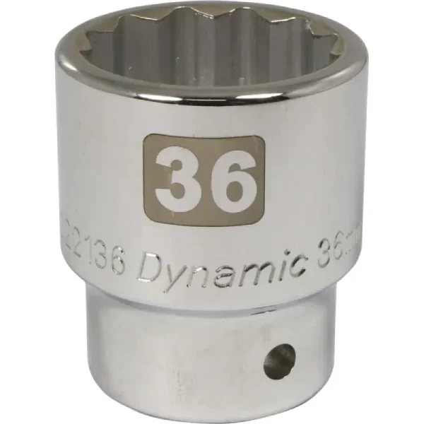Dynamic Tools 3/4in Drive 12 Point Metric, 36mm Standard Length, Chrome Finish Socket D022136
