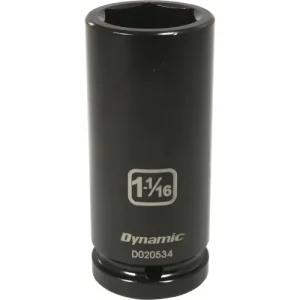 Dynamic Tools 3/4in Drive 6 Point SAE, 1-1/16in Deep Length, Impact Socket D020534