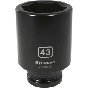 Dynamic Tools 3/4in Drive 6 Point Metric, 43mm Deep Length, Impact Socket D020243