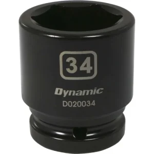 Dynamic Tools 3/4in Drive 6 Point Metric, 34mm Standard Length, Impact Socket D020034