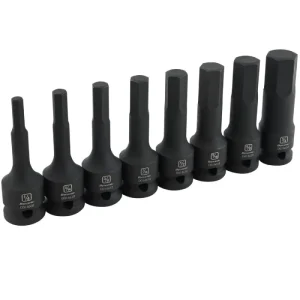 Dynamic Tools 1/2in Drive 8 Piece SAE Hex Head Bit Impact Socket Set D018102