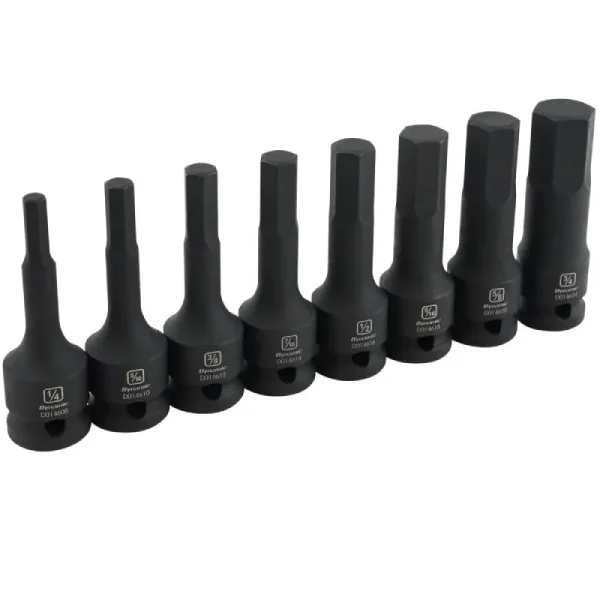 Dynamic Tools 1/2in Drive 8 Piece SAE Hex Head Bit Impact Socket Set D018102