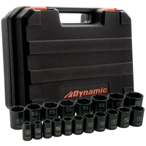 Dynamic Tools 1/2in Drive 19 Pieces 6 Point Standard SAE Impact Socket Set D018024