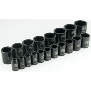 Dynamic Tools 1/2in Drive 19 Pieces 6 Point Standard SAE Impact Socket Set D018024