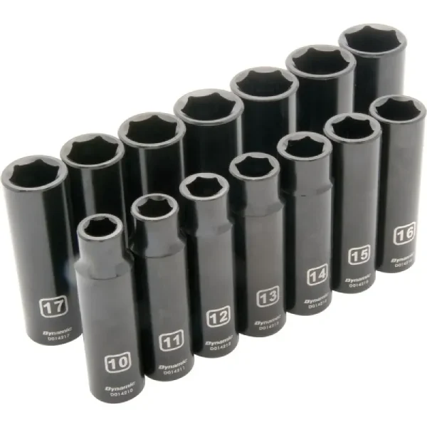 Dynamic Tools 1/2in Drive 14 Piece 6 Point, Deep Impact, Metric Socket Set, 10mm – 23mm D018022