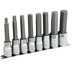 Dynamic Tools 1/2in Drive 8 Piece Long SAE, Hex Socket Set, 1/4in – 3/4in D018019