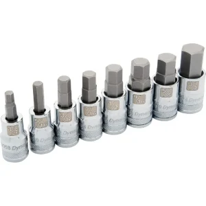 Dynamic Tools 1/2in Drive 8 Piece Standard SAE, Hex Socket Set, 1/4in – 3/4in D018018