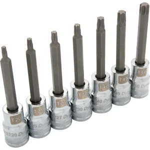 Dynamic Tools 1/2in Drive 7 Piece Long, Torx Socket Set, T20 – T50 D018017
