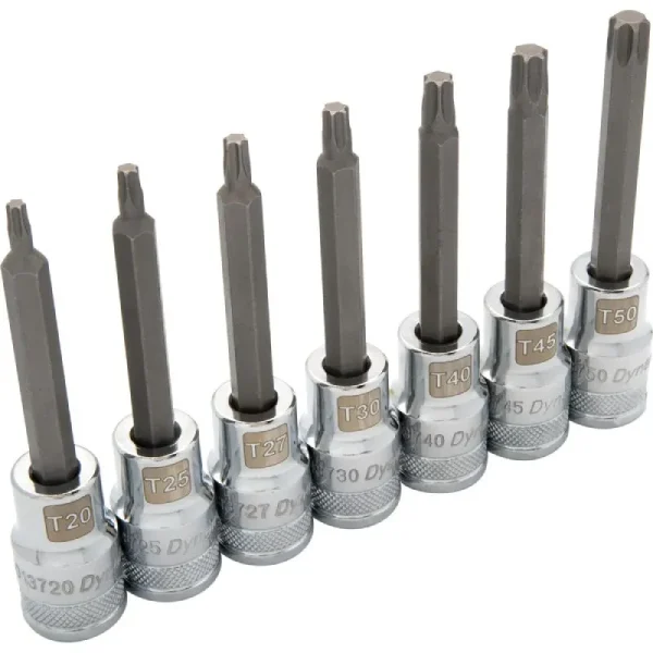 Dynamic Tools 1/2in Drive 7 Piece Long, Torx Socket Set, T20 – T50 D018017