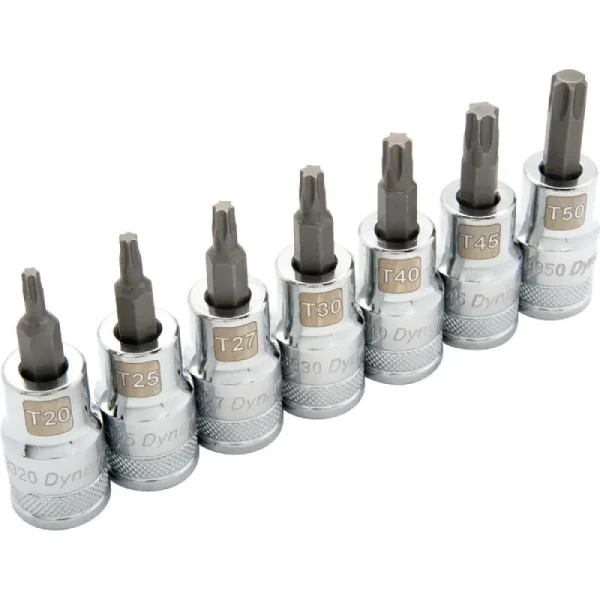 Dynamic Tools 1/2in Drive 7 Piece Standard, Torx Socket Set, T20 – T50 D018016
