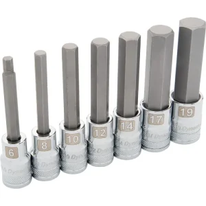 Dynamic Tools 1/2in Drive 7 Piece, Metric Long, Hex Socket Set, 6mm – 19mm D018015