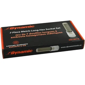 Dynamic Tools 1/2in Drive 7 Piece, Metric Long, Hex Socket Set, 6mm – 19mm D018015