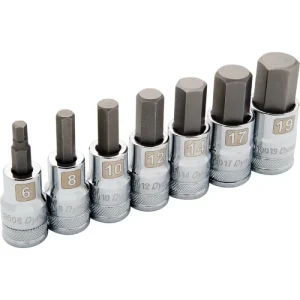 Dynamic Tools 1/2in Drive 7 Piece, Metric Standard, Hex Socket Set, 6mm – 19mm D018014