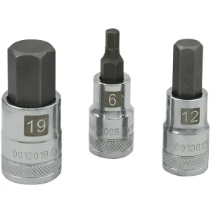 Dynamic Tools 1/2in Drive 7 Piece, Metric Standard, Hex Socket Set, 6mm – 19mm D018014