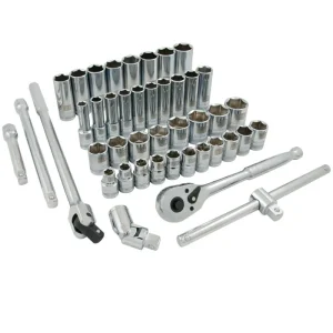 Dynamic Tools 1/2in Drive 43 Piece 6 Point, Standard/Deep, Metric Socket Set, 10mm – 28mm D018013