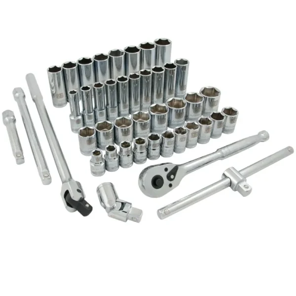 Dynamic Tools 1/2in Drive 43 Piece 6 Point, Standard/Deep, Metric Socket Set, 10mm – 28mm D018013